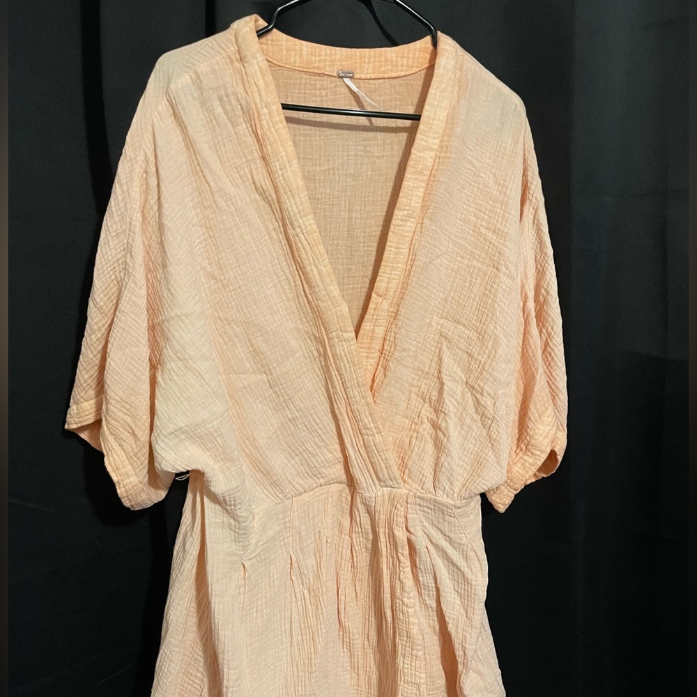 Free People coral wrap top linen blend